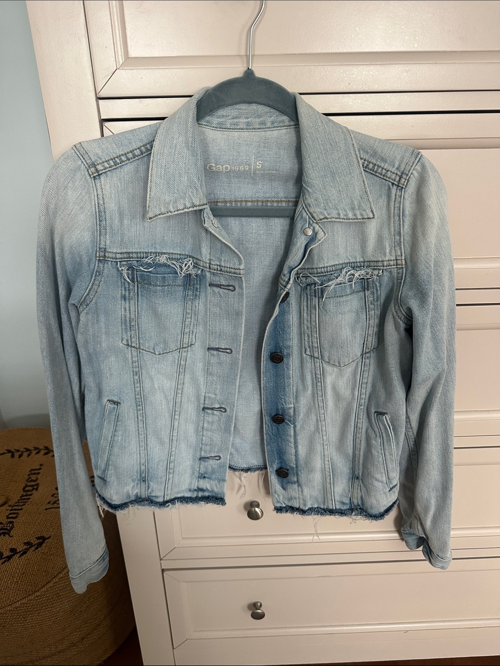 GAP Light Blue Distressed Denim Jacket